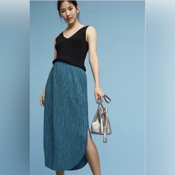 Sabina Musayev Odelle Teal Textured Midi Skirt S Petite - Picture 1 of 8